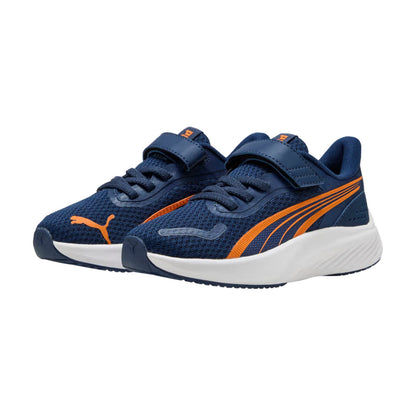 TENIS PUMA POUCE LITE PARA NIÑO COLOR AZUL MARINO NARANJA