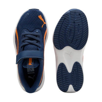 TENIS PUMA POUCE LITE PARA NIÑO COLOR AZUL MARINO NARANJA