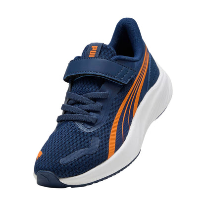 TENIS PUMA POUCE LITE PARA NIÑO COLOR AZUL MARINO NARANJA