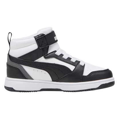 PUMA REBOUND V6 PARA NIÑO COLOR NEGRO BLANCO