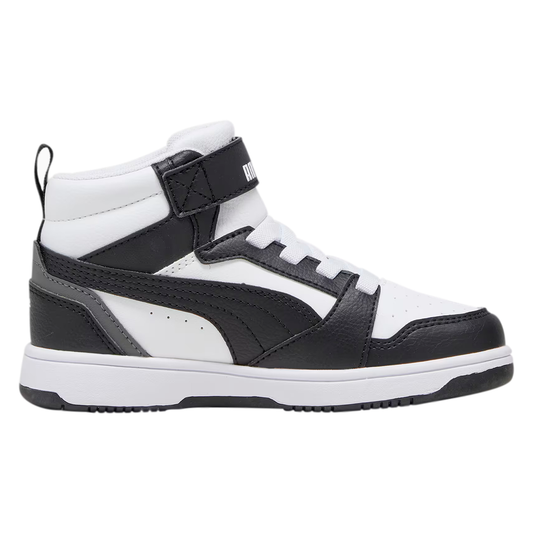 PUMA REBOUND V6 PARA NIÑO COLOR NEGRO BLANCO