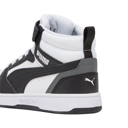 PUMA REBOUND V6 PARA NIÑO COLOR NEGRO BLANCO