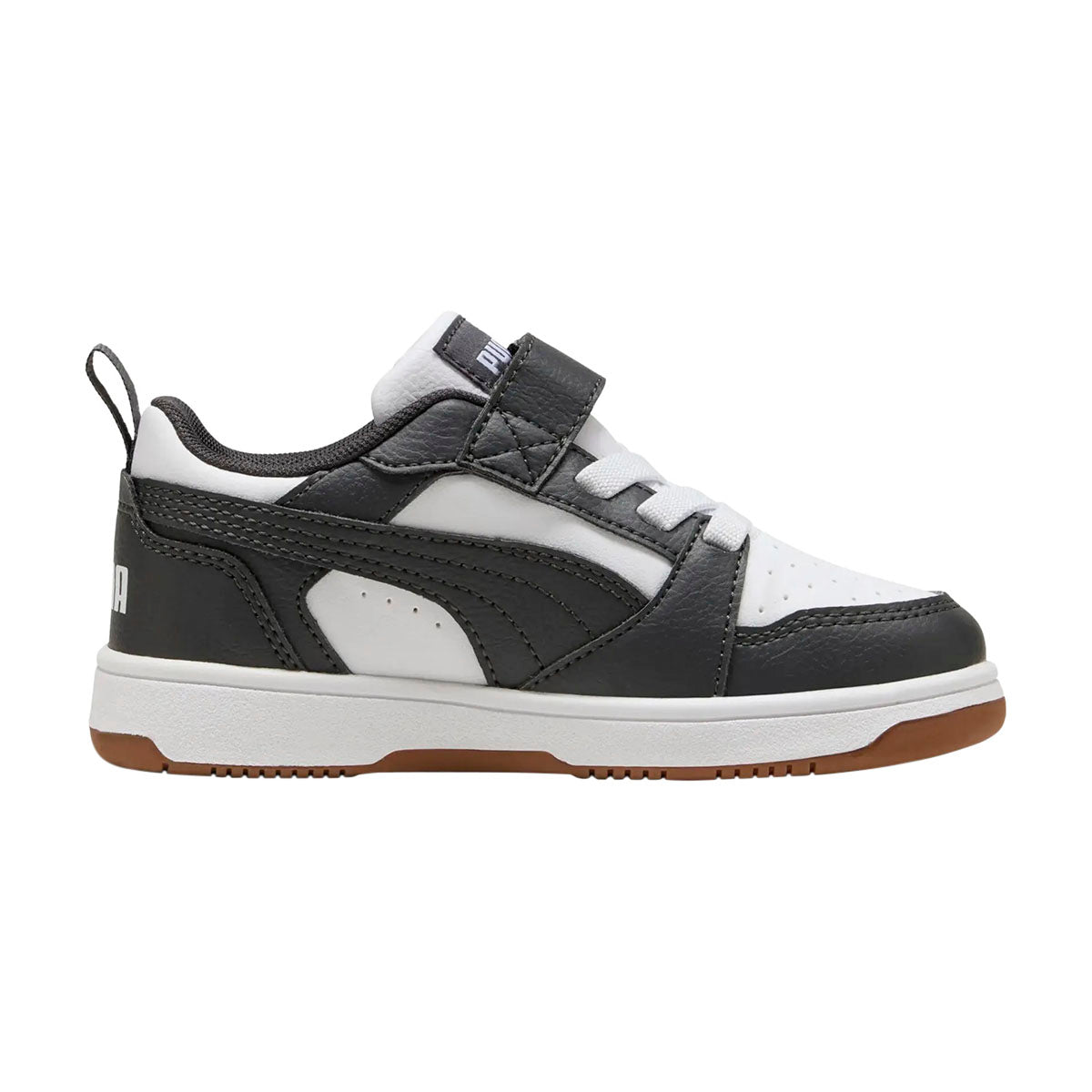 TENIS PUMA REBOUND V6 LO PARA NIÑO COLOR GRIS BLANCO