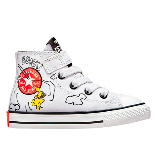 TENIS CONVERSE CHUCK TAYLOR X PEANUTS INFANTIL COLOR BLANCO NEGRO