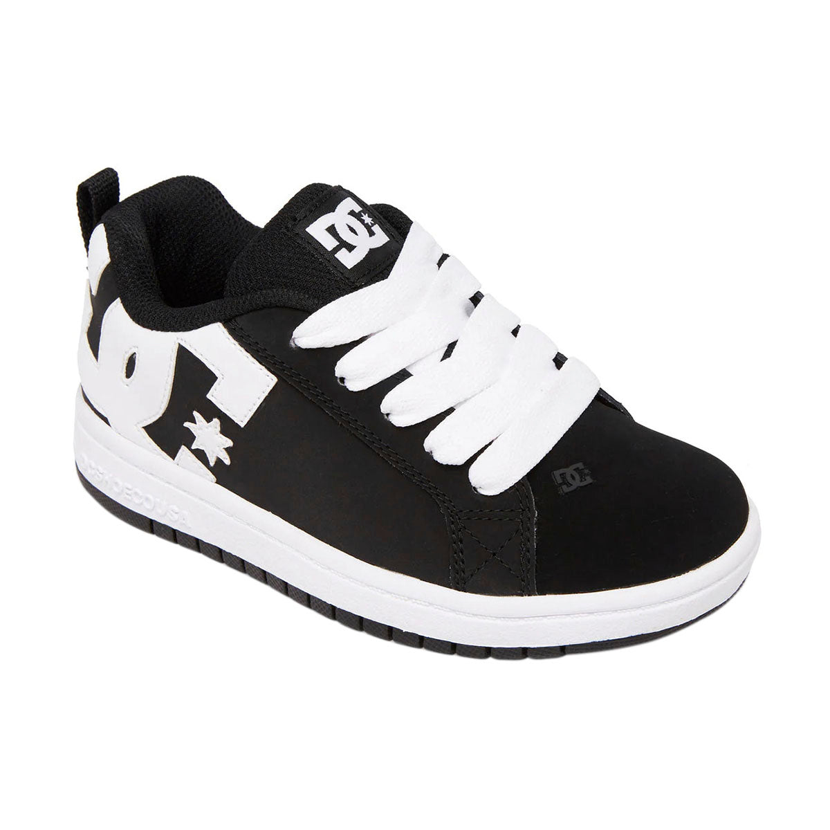 TENIS DC SHOES COURT GRAFFIK PARA NIÑO COLOR NEGRO BLANCO