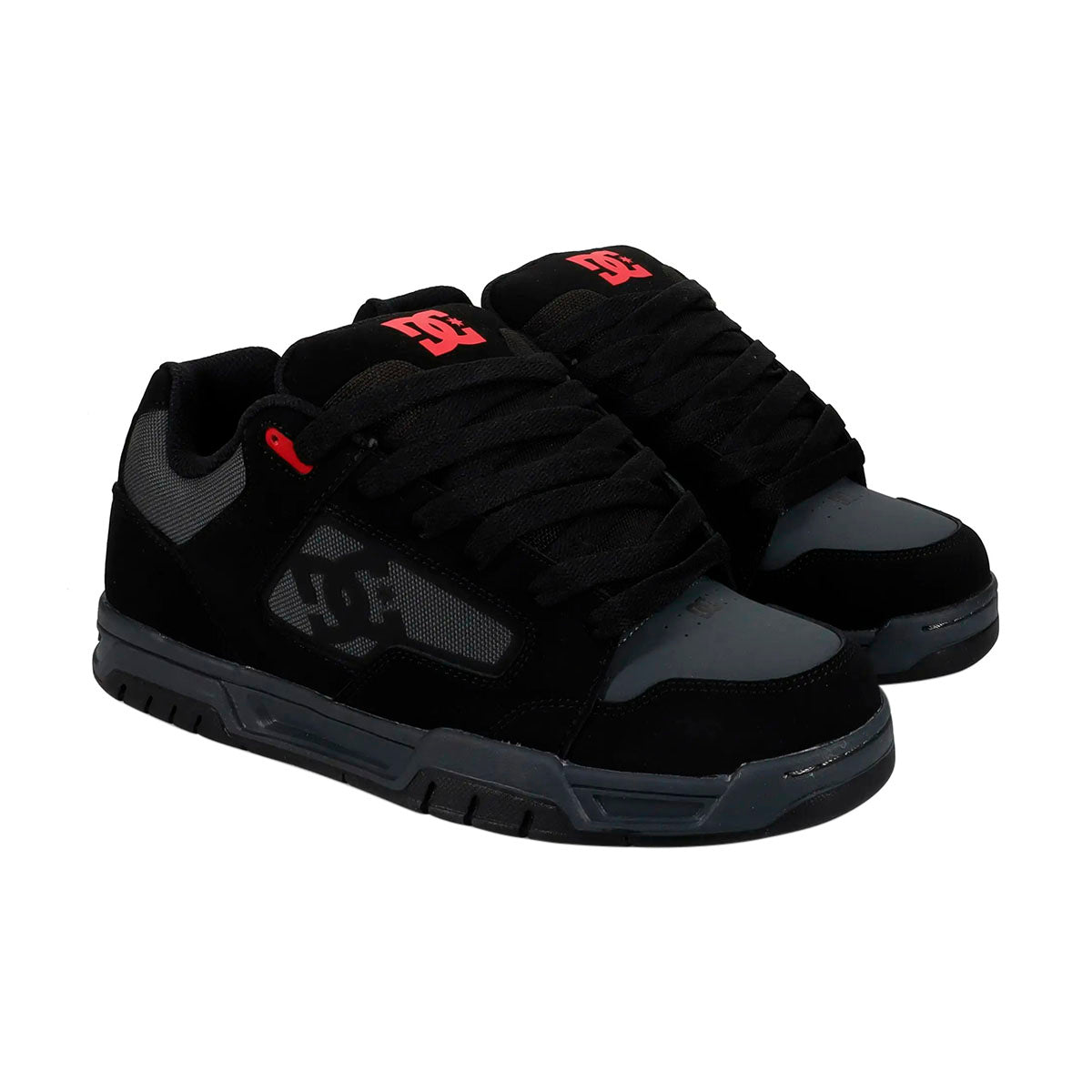 TENIS DC SHOES COILER PARA CABALLERO COLOR NEGRO GRIS ROJO