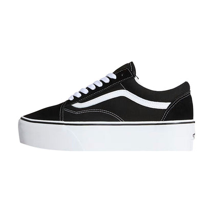 TENIS VANS OLD SKOOL DE PLATAFORMA PARA DAMA NEGRO BLANCO