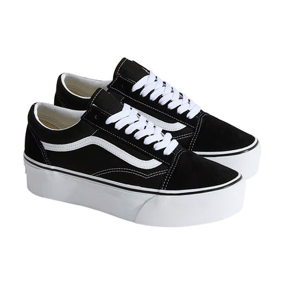 TENIS VANS OLD SKOOL DE PLATAFORMA PARA DAMA NEGRO BLANCO