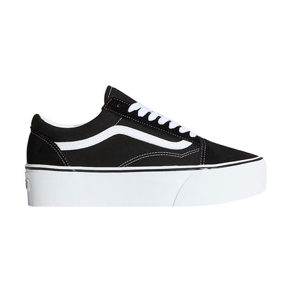 TENIS VANS OLD SKOOL DE PLATAFORMA PARA DAMA NEGRO BLANCO