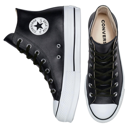 TENIS CONVERSE ALL STAR PARA DAMA DE PLATAFORMA NEGRO PIEL